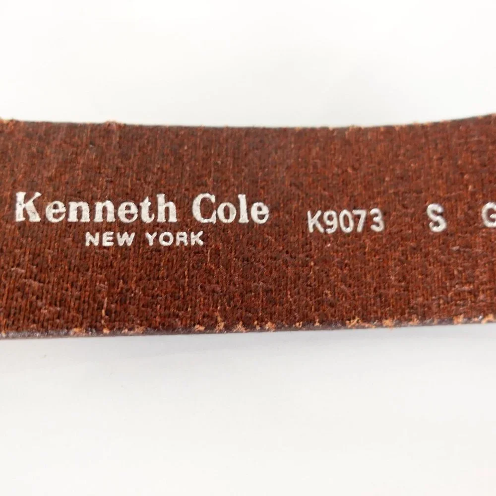 Y2K Italian Genuine Leather Belt Womens XS‎ Chocolate Old Money KENNETH COLE